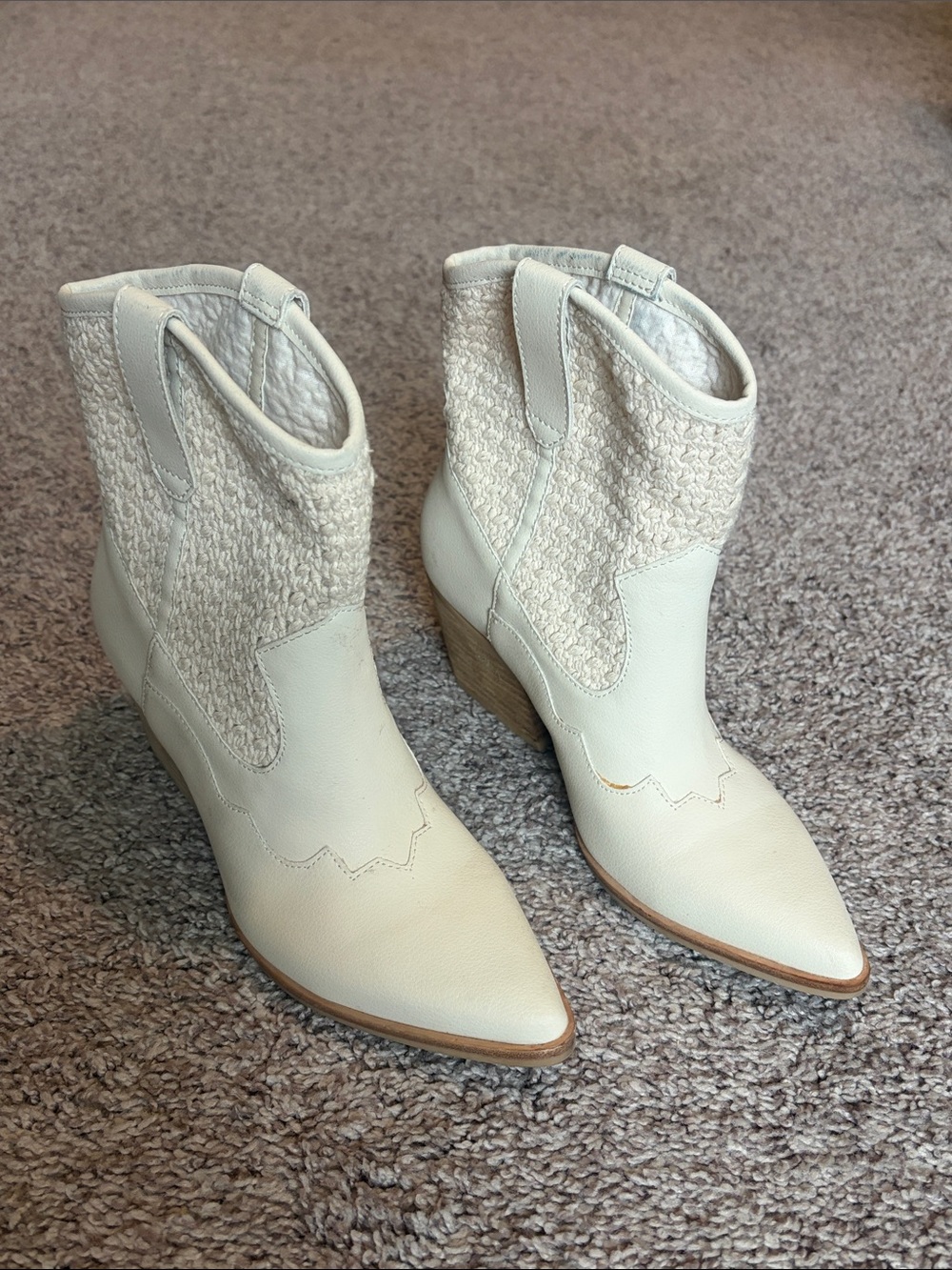 Western Ankle Boots - Textured Shaft
